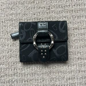 Y2K Bebe black monogram wallet with silver buckle